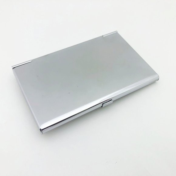 Vintage Stainless Steel Business Card Case with Rhinestone Poodle - Picture 8 of 9